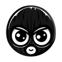 Hell Sea Toons Mascot B&W Pin